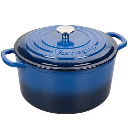 VORRINGARD Enameled Cast Iron Dutch Oven Pot with Lid, for Sourdough Bread Baking, Round Dutch Ovens, 4.5 Quart, Blue