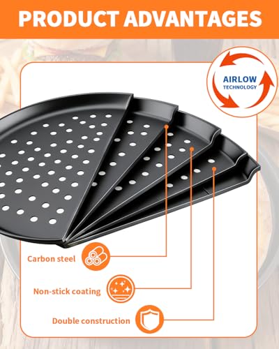 OXDFK 12-Inch Nonstick Pizza Pan with Holes, Perforated Carbon Steel Pizza Tray for Oven, Round Bakeware Pizza Tray for Home Restaurant Kitchen