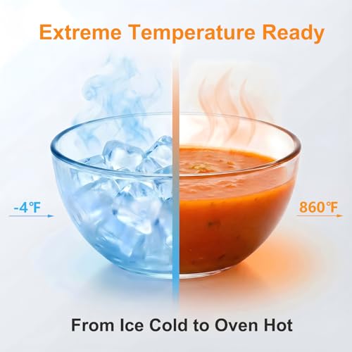 BECFISH Borosilicate Glass Bowls, Set of 4 (1.1 QT Each) - Heavy-Duty, Scratch Resistant & Lead-Free. Oven, Microwave, Dishwasher & Freezer Safe. Perfect for Meal Prep, Baking, Serving, Entertaining