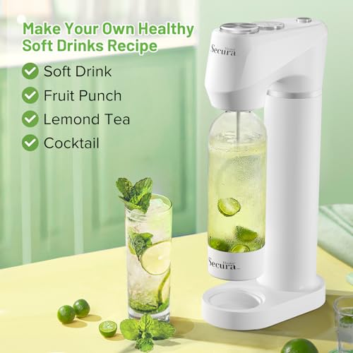 Secura Home Soda Streaming Machine Soda Maker, Sparkling Water and Carbonated Water Machine, Compatible with 60l Co2 Cylinders (Not Included)