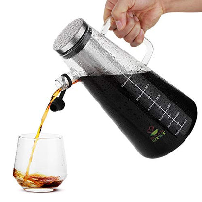 BTaT- Airtight Cold Brew Coffee Maker Pitcher, 2 Liter / 64 oz