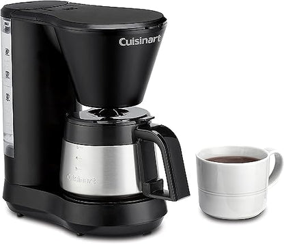 Cuisinart 5-Cup Coffee Maker with Stainless Steel Carafe, Coffee Machine with Removable Water Reservoir, Charcoal Water Filter, 30-Minute Keep Warm, and Brew Pause, DCC-5570NAS, Stainless Steel