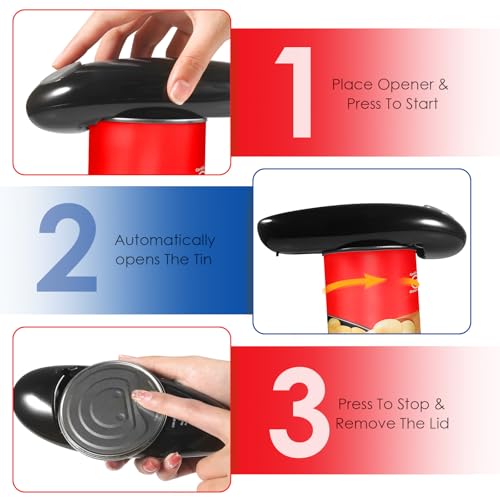 Electric Can Opener, Single-Press Automatic Operation with Can Opener Smooth Edge, Automatic Can Opener Cordless Battery Operated for Seniors, Arthritis Sufferers, and Home Cooks