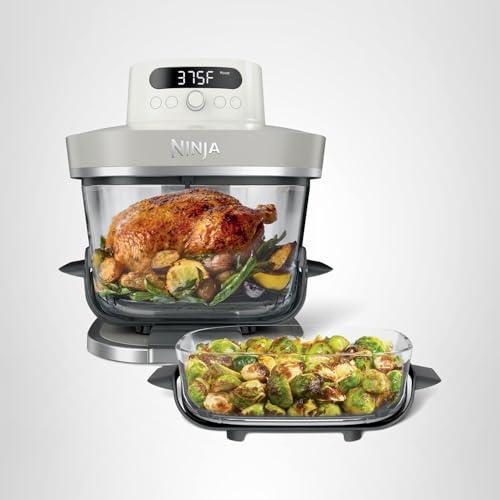 Ninja Crispi Pro 6-in-1 Glass Air Fryer | With Nontoxic, 6qt & 2.5qt Containers & Lids | Microwave, Freezer, Dishwasher Safe | 450°F Max Temp | 1800 Watt | Bone | AS101LG