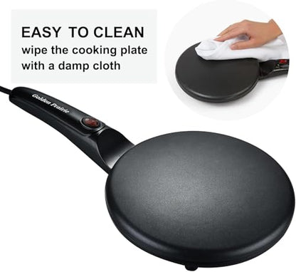 Crepe Maker Electric, 8" Crepe Pan Nonstick with Batter Spreader & Dipping Tray, 800W Quick Heat-Up & Auto Temperature Control for Perfect Pancakes, PFOA & BPA Free, Easy Clean Red