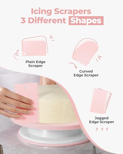 Kootek 158PCs Cake Decorating Kit, Baking Supplies Tools - Includes Cake Stand Turntable, 64 Icing Piping Tips Set, 2 Frosting Spatulas, 3 Scrapers, 50+2 Pastry Bags, Coupler, Video Tutorial, Booklet