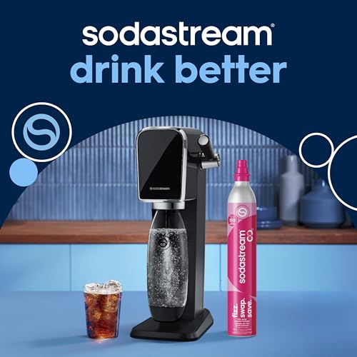 SodaStream - ART Sparkling Water Maker | STARTER KIT | CQC CO2 system | Includes 1x CO2 Cylinder, 1x32 & 1x16 Fl Oz Dishwasher Safe Bottles | Combine with Pepsi Flavors | Black