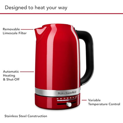 KitchenAid 1.7 Liter Electric Kettle, KEK1701, Empire Red