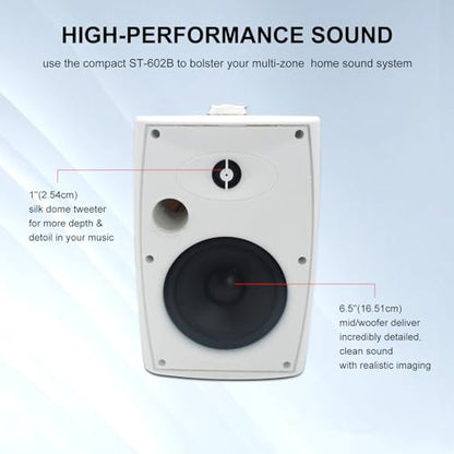 STUDIOFINIX 6.5 Inch Outdoor Speakers Wall-Mounted 800W - Waterproof and High-Performance Audio Solution for Indoor/Outdoor,Home,Patio,Garden,Backyard(4 Passive Speakers Bundle/White)