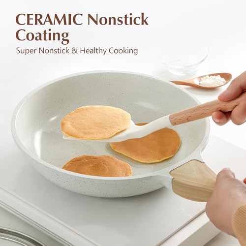 SENSARTE Nonstick Ceramic Frying Pan Skillet with Lid, 10 Inch Omelet Pan, Healthy Non Toxic Chef Pan, Induction Compatible Egg Pan with Heat Resistant Handle, Free of Intentionally Added PFAS/PTFE