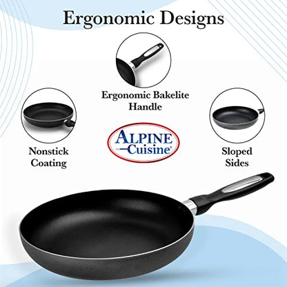 Alpine Cuisine Fry Pan 13-Inch Nonstick Coating Gray, Frying Pans Nonstick for Stove with Stay Cool & Comfortable Handle, Durable Nonstick Cookware, Ideal for Family