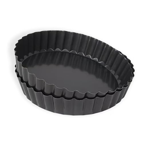 MLHpeak 2 Pack Tart Pan 9 Inch Tart Pan with Removable Bottom, 1.1 Inch Deep Baking Pan