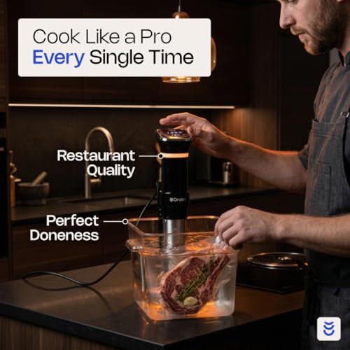 Sous Vide Cooker 1100W – Precision Immersion Circulator with ±0.2°F Accuracy, Quiet Brushless Motor, Adjustable Clamp, 4–20L Capacity, Stainless Steel, Built-In Timer, Easy Digital Control