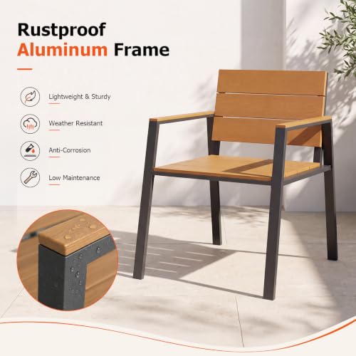 LazySunsets Outdoor Dining Set with Umbrella Hole (Gray/Teak, 7 Piece)