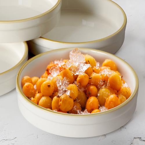 Cinf 6oz Ceramic Ramekins Set of 4 Oven Safe Shallow Pudding Cups for Creme Brulee, Soufflé, and Desserts