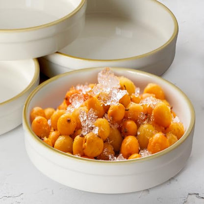 Cinf 6oz Ceramic Ramekins Set of 4 Oven Safe Shallow Pudding Cups for Creme Brulee, Soufflé, and Desserts
