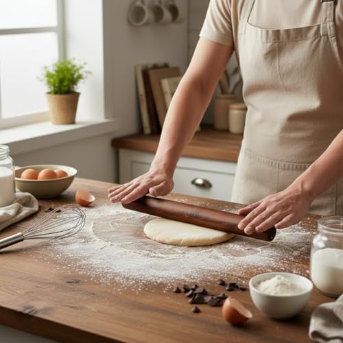 KinShare 10.6-inch Compact Wood Rolling Pin, Non-Stick Rolling Pin for Baking, Natural Solid Wood Dough Roller for Fondant, Pie, Cookie, Pastry, Small Handy Kitchen Tool