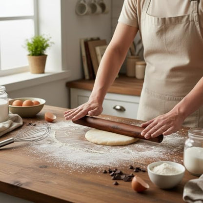 KinShare 10.6-inch Compact Wood Rolling Pin, Non-Stick Rolling Pin for Baking, Natural Solid Wood Dough Roller for Fondant, Pie, Cookie, Pastry, Small Handy Kitchen Tool
