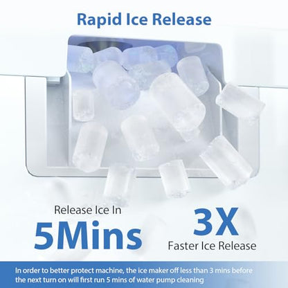 Aeitto Nugget Ice Maker Countertop, 55lbs/Day, Large Capacity Chewable Ice Maker, Rapid Ice Release in 5 Mins, Self-Cleaning with Stainless Steel Housing Ice Machine for Home Office and Party, Silver