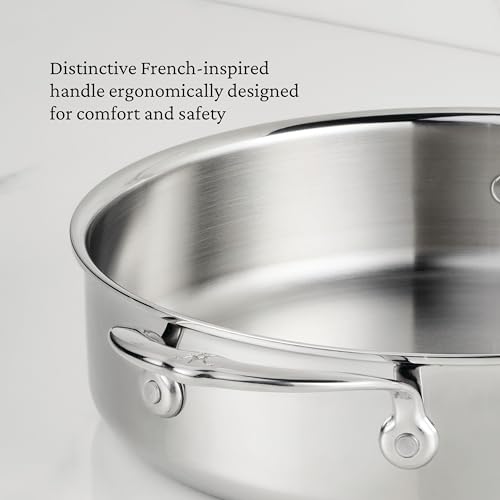 Hestan ProBond Luxe 3.5-Quart Sauteuse Braiser with Lid, Professional Clad Stainless Steel, ProCore Tri-Ply Clad Construction, Polished Exterior, Induction & Oven Safe