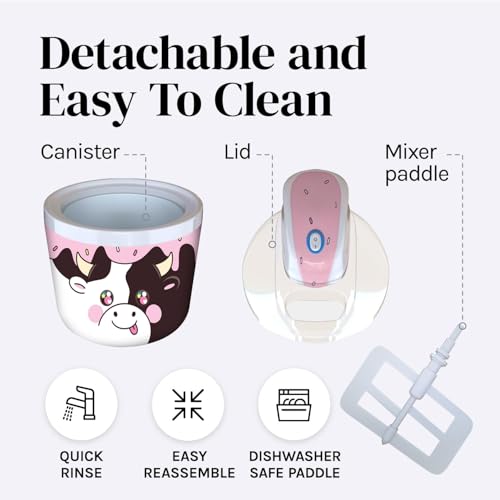 Cooler Concepts 1.2 Qt Cow Electric Ice Cream Maker for Kids - Best Countertop Ice Cream Machine for Homemade Soft Serve, Sorbet, Gelato, Frozen Yogurt - Fun Desserts for Families, Easy to Clean