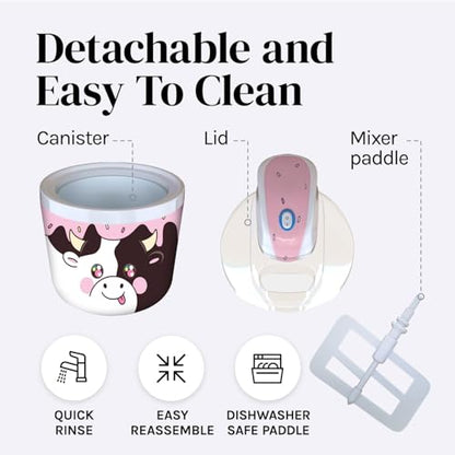 Cooler Concepts 1.2 Qt Cow Electric Ice Cream Maker for Kids - Best Countertop Ice Cream Machine for Homemade Soft Serve, Sorbet, Gelato, Frozen Yogurt - Fun Desserts for Families, Easy to Clean