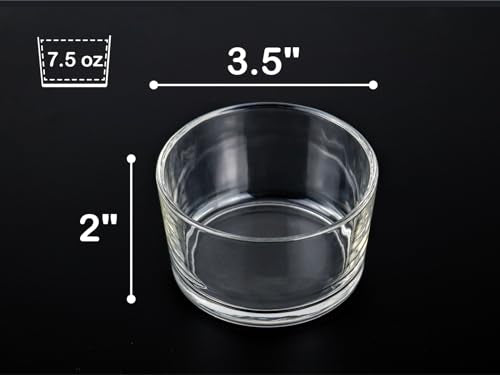 HillSpring Glass Small Bowls, 7.5oz, Set of 6, Clear Mini Bowls for Dips, Sauces, Desserts, Side Dishes, Pudding, Fruit and Charcuterie Boards, Pinch Bowls for Meal Prep (6)