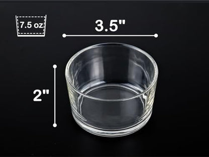 HillSpring Glass Small Bowls, 7.5oz, Set of 6, Clear Mini Bowls for Dips, Sauces, Desserts, Side Dishes, Pudding, Fruit and Charcuterie Boards, Pinch Bowls for Meal Prep (6)