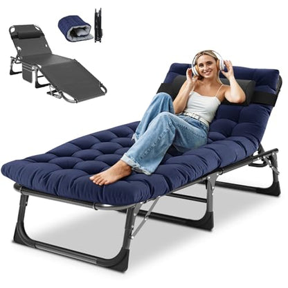 DoCred Chaise Lounge Chair, 5-Position Folding Outdoor Lounge Chair