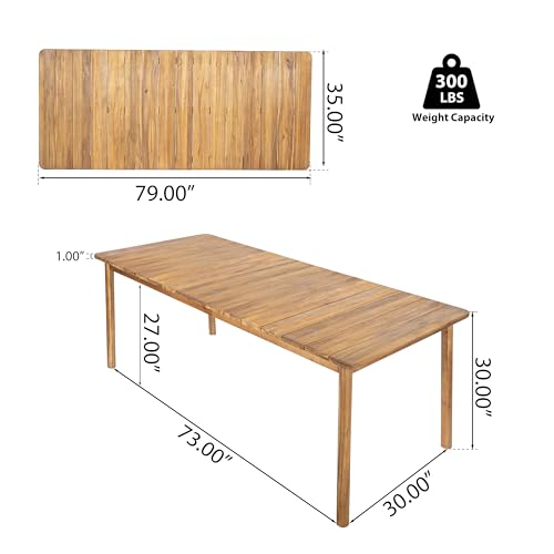 Christopher Knight Home Grotta 9 Piece Outdoor Dining Set, Acacia Wood Patio Dining Table Set with 8 Rope Weave Chairs Beige Cushions Rectangular Outdoor Furniture Set for Garden Patio Backyard