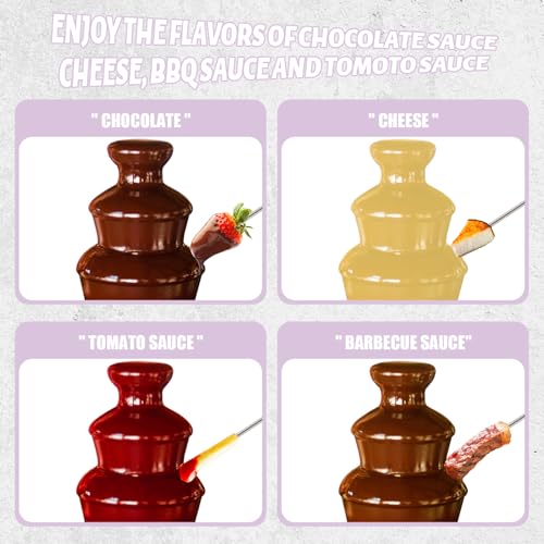 MINI Chocolate Fountain Machine Small Electric Chocolate Fondue Fountain Machine for Party for Candy Butter Cheese (Purple)