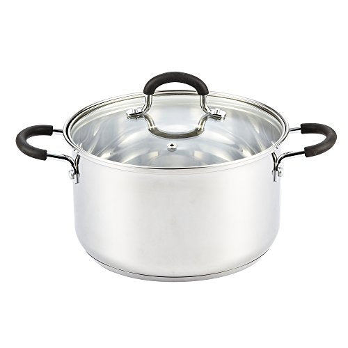 Cook N Home Professional Stainless Steel Stock Pot with Lid, Soup Pot with Stay-Cool Handles, Cooking Pot for Pasta, Spaghetti, Compatible with Most Stovetops, Dishwasher Safe, 5-Quart