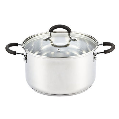 Cook N Home Professional Stainless Steel Stock Pot with Lid, Soup Pot with Stay-Cool Handles, Cooking Pot for Pasta, Spaghetti, Compatible with Most Stovetops, Dishwasher Safe, 5-Quart