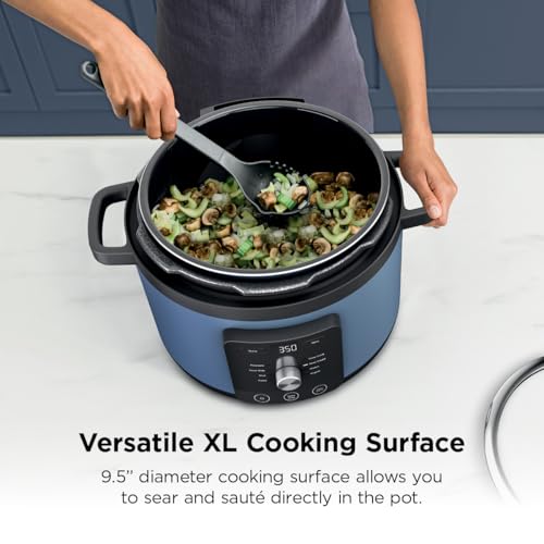 Ninja HyperHeat 9-in-1 Electric Pressure Cooker | 6.5 Qt Multi Cooker with Sear/Sauté, Slow Cooker, Rice Cooker, Sous Vide | 1200W | Fast Cooking, PFAS-Free Pot | Blue Macaron | PC201