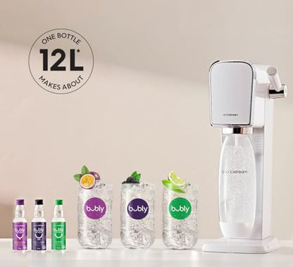 SodaStream TERRA Sparkling Water Maker, Starter Kit, CQC CO2 System, Includes 1 Quick Connect 60L CO2 Cylinder, 1 Dishwasher Safe BPA Free Bottle, 1 bubly Lime Drop, Make your own Pepsi, White
