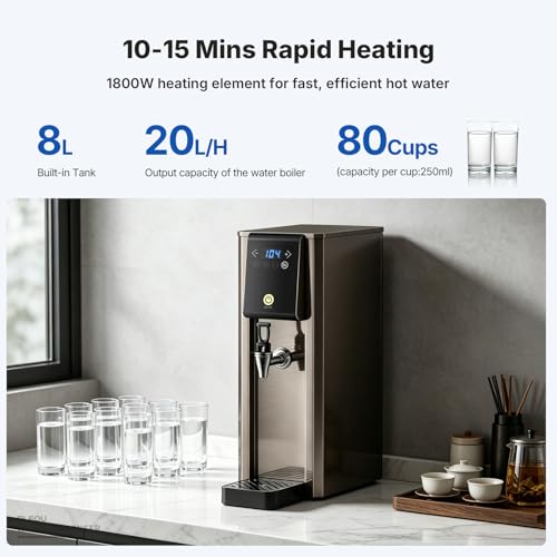 Bleou 1800W Commercial Countertop Hot Water Dispenser, 20L/H Rapid Heating