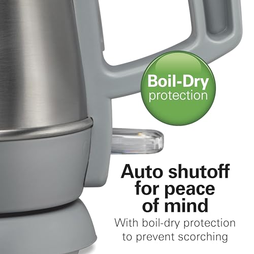 Hamilton Beach 1 Liter Electric Kettle, Water Boiler & Heater, Fast 1500 Watts, BPA Free Interior, Cordless Serving, Auto-Shutoff and Boil-Dry Protection, Cord Wrap, Stainless Steel (41065)