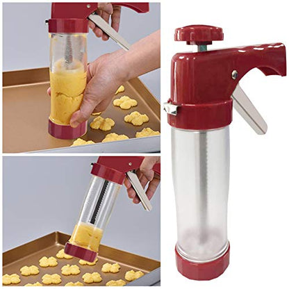 45PCS Cookies Press Gun Kit Set,DIY Cookie Maker With 16Cookie Discs,Icing Tips,Cleaning Brushes,EVA Piping Bags,Cookies Decorating Kit Baking Tool For Biscuit Making,Cakes Decorating For Any Holidays