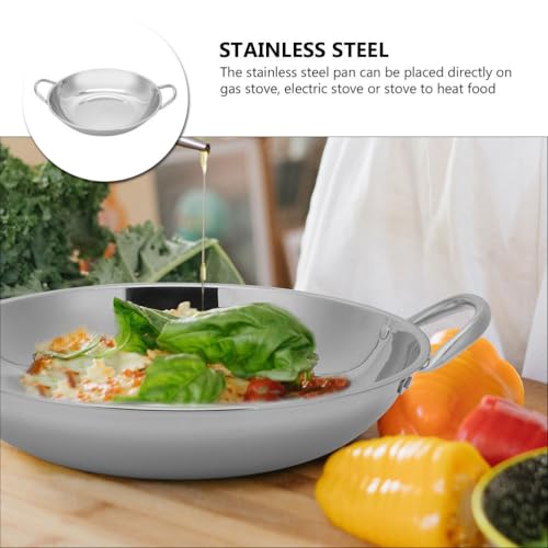 KICHOUSE Small Hot Pot Stainless Steel Cooking Pot with Double Handles Nonstick Flat Bottom Pan for Home Kitchen Restaurant Use 8.26X7.87X1.96In