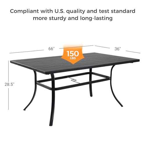Grand patio 7-Piece Outdoor Dining Set, 6 Leather-Look Wicker Swivel Patio Chairs & 1 Rectangular Dining Table, Black