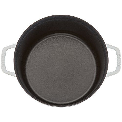 Staub Cast Iron Round Cocotte, Dutch Oven, 7-quart, serves 7-8, Made in France, White
