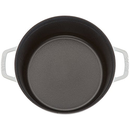 Staub Cast Iron Round Cocotte, Dutch Oven, 7-quart, serves 7-8, Made in France, White