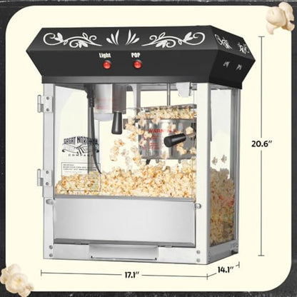 Great Northern Popcorn Black 6 oz. Ounce Foundation Old-Fashioned Movie Theater Style Popcorn Popper