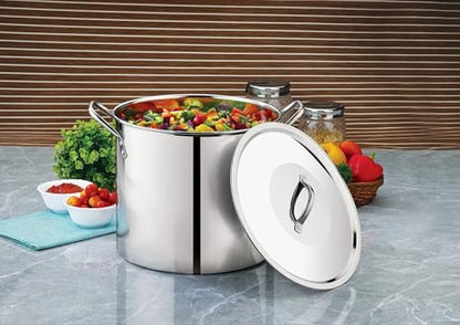 12-Qt Stainless Steel Stock Pot with Metal Lid