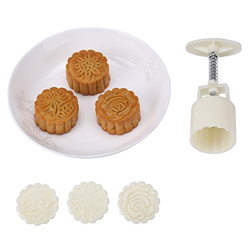 Mid-Autumn Festival Hand-Pressure Moon Cake Mould With 12 Pcs Mode Pattern For 4 Sets