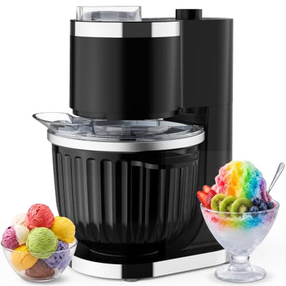 Ice Cream Maker & Shaved Ice Machine, 2-in-1 Slushie Machine