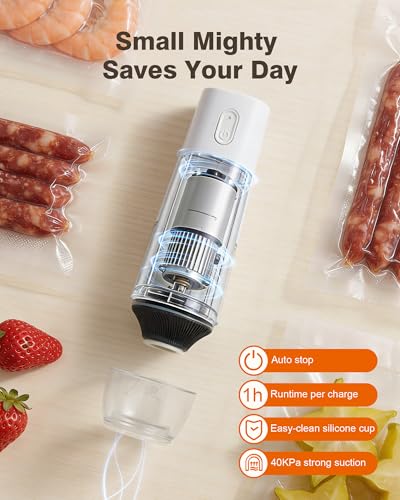 Vacuum sealer for food, Handheld Vacuum Sealer with 30 Reusable Bags
