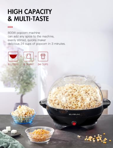 Elysium Popcorn Machine, 2-in-1 Electric Popcorn Popper Maker with Stirring