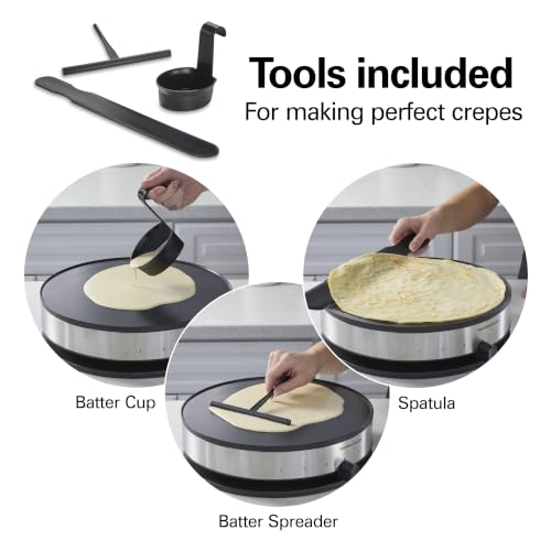 Hamilton Beach Electric Crepe Maker With 13” Ceramic Nonstick Griddle