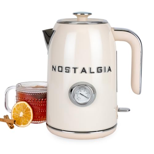 Nostalgia Retro Electric Kettle,1.7L Enamel-Coated Stainless Steel - Cream